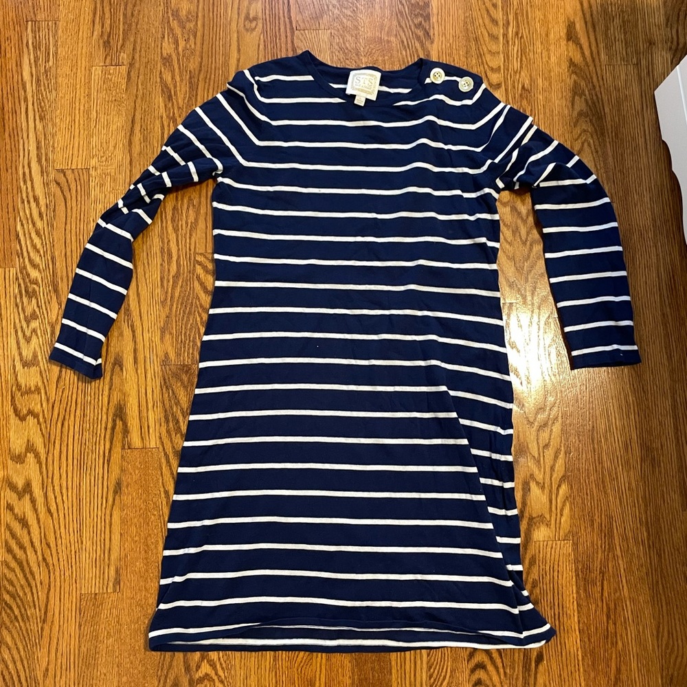 Sail to Sable Nautical Sweater Dress Navy Stripe Sz L